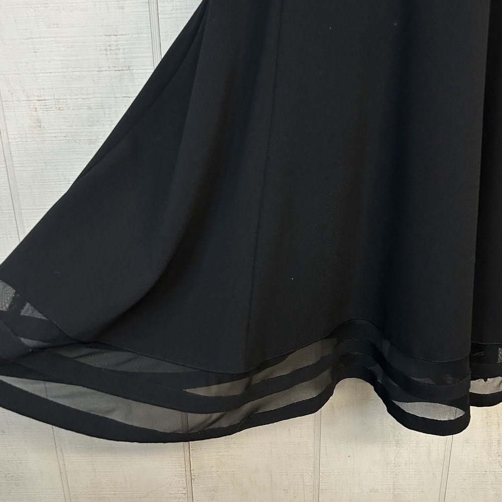 Calvin Klein Womens Midi Dress Size 10 A Line Round Neck Sleeveless Ruffle Black - Picture 5 of 10